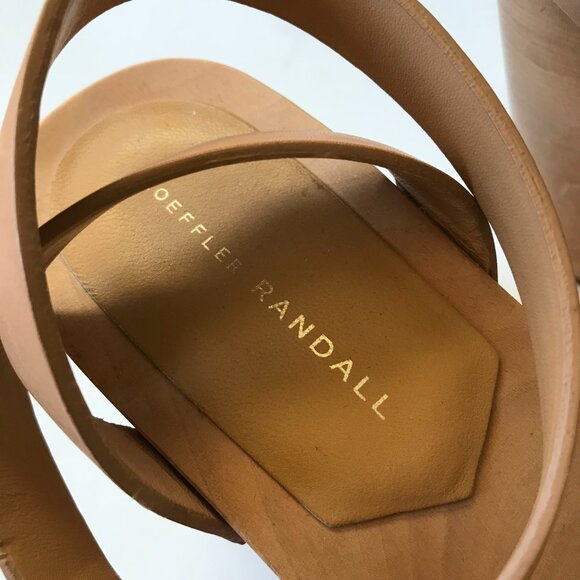 Loeffler Randall Abbie Knot Clog Sandals Womens 9 Tan Leather Platform Studded - Picture 5 of 14